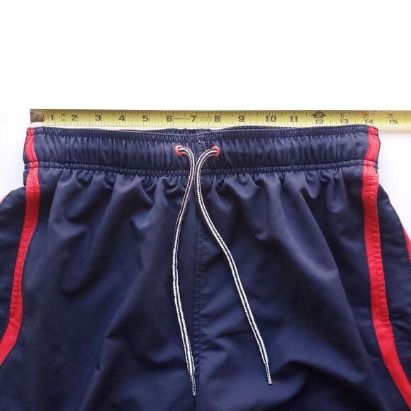 Speedo Swim Trunks Mens S Navy Blue Red 28" Waist Lined Pockets Retro Stripe - Picture 10 of 14